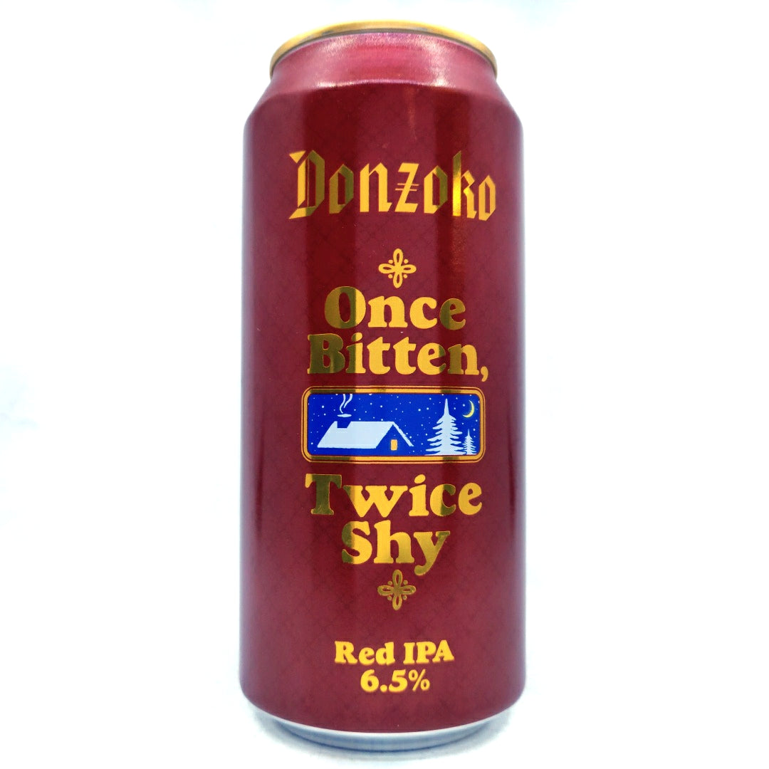 Donzoko Once Bitten Twice Shy Red IPA 5.5% (500ml can)-Hop Burns & Black