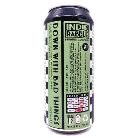 Indie Rabble Indie Pils 4.2% (440ml can)-Hop Burns & Black