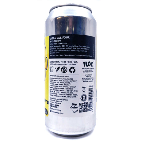 Floc Brewing Citra All Four DDH IPA 6.5% (440ml can)-Hop Burns & Black