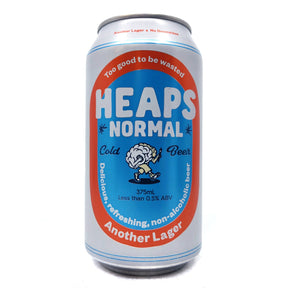Heaps Normal Another Lager Non-Alcoholic Beer 0.5% (375ml can)-Hop Burns & Black
