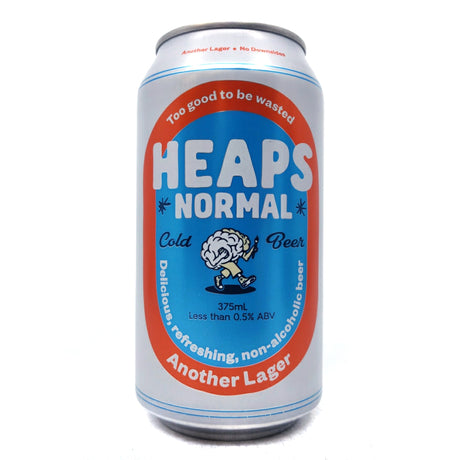 Heaps Normal Another Lager Non-Alcoholic Beer 0.5% (375ml can)-Hop Burns & Black
