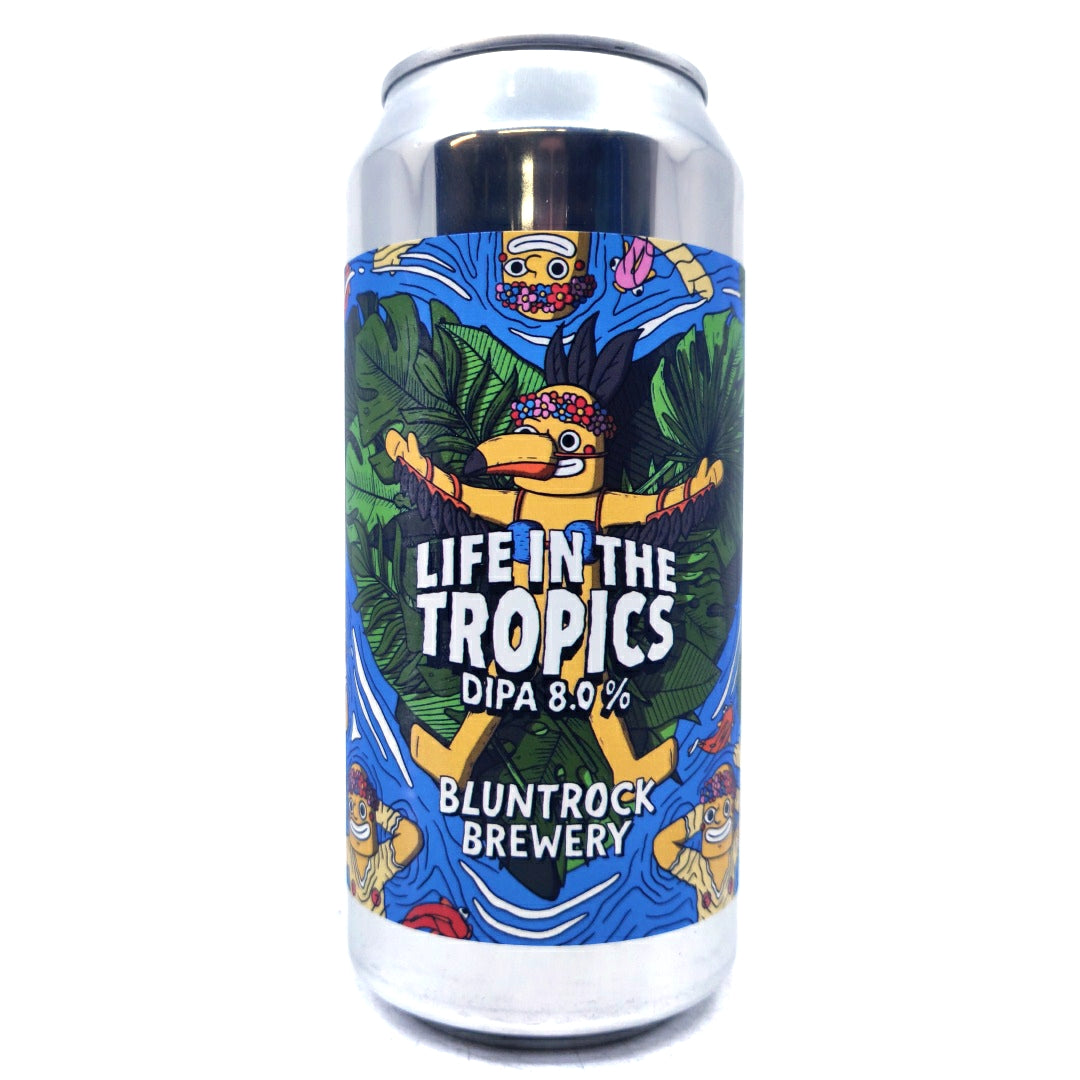 Bluntrock Life In The Tropics Double IPA 8% (440ml can)-Hop Burns & Black