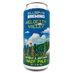 Elusive Brewing Velocity Valley Hazy Pale Ale 4.3% (440ml can)-Hop Burns & Black