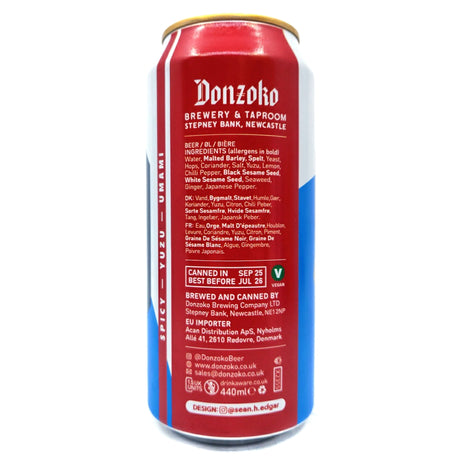 Donzoko Togarashi Gose 3.4% (440ml can)-Hop Burns & Black