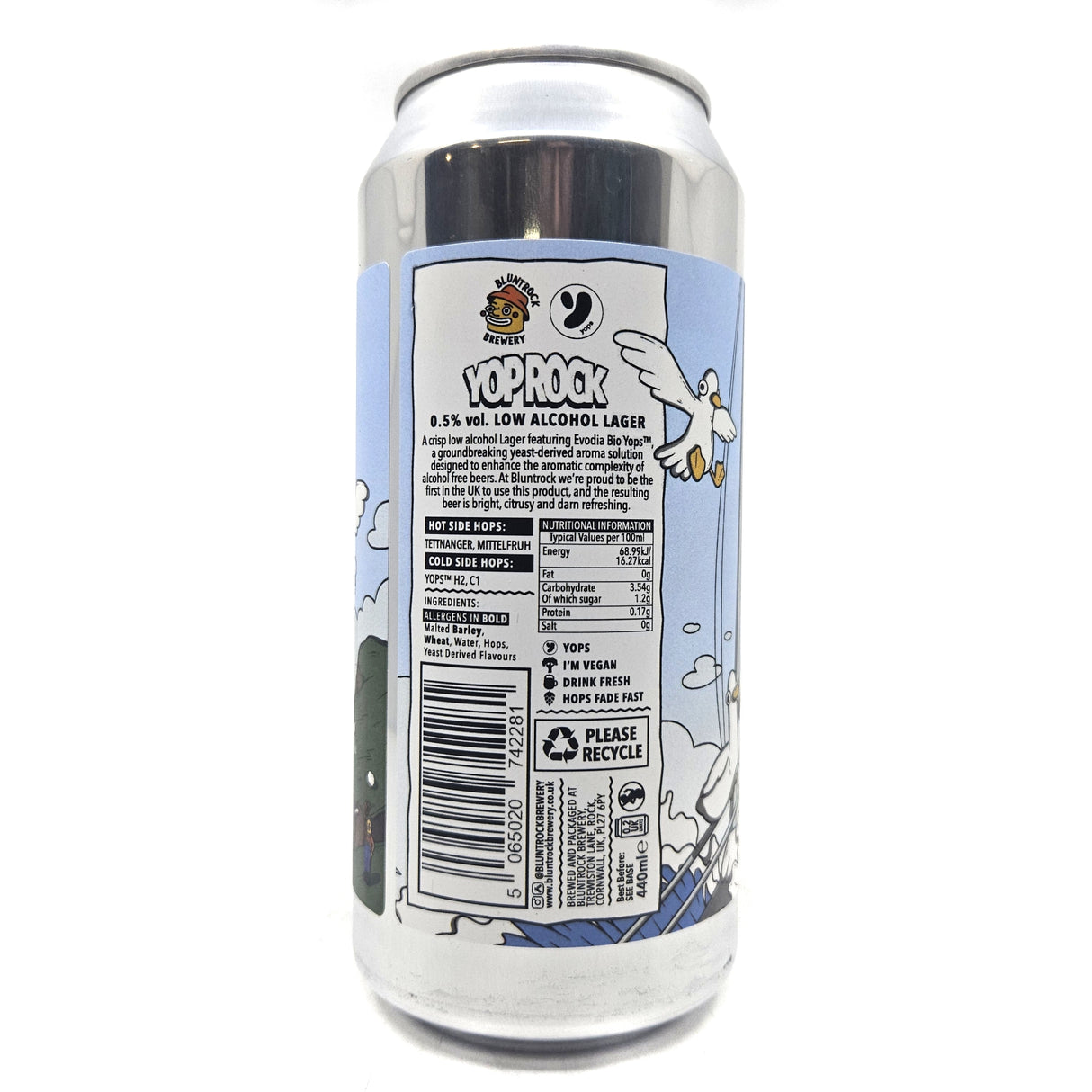 Bluntrock Yop Rock Alcohol Free Lager 0.5% (440ml can)-Hop Burns & Black