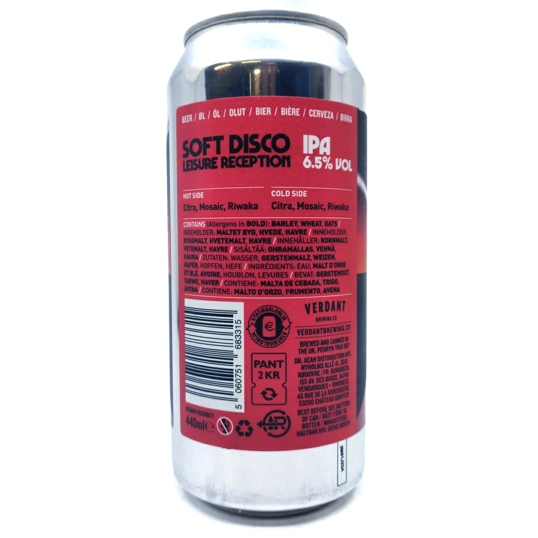 Verdant Soft Disco Leisure Reception IPA 6.5% (440ml can)-Hop Burns & Black