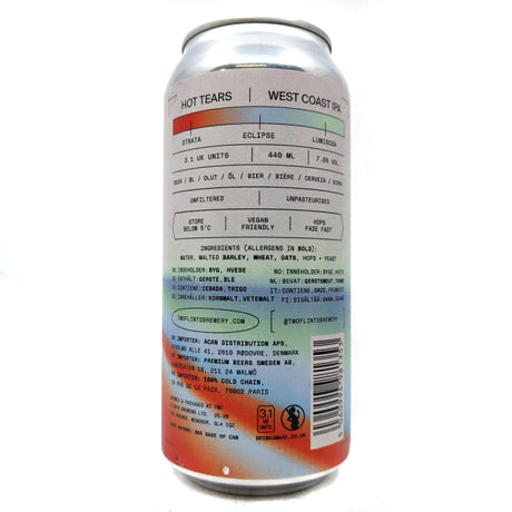 Two Flints x Baron Hot Tears West Coast IPA 7% (440ml can)-Hop Burns & Black