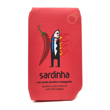 Sardinha Portuguese Sardines in Spicy Olive Oil with Chilli Pepper (120g)-Hop Burns & Black