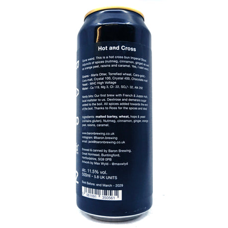 Baron Brewing Hot and Cross Imperial Stout 11.5% (500ml can)-Hop Burns & Black