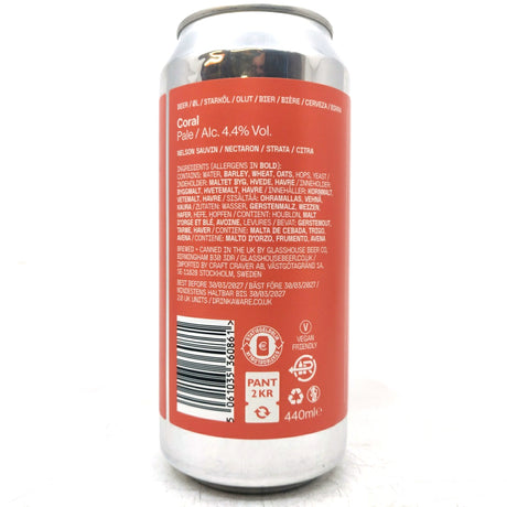 GlassHouse Coral Pale Ale 4.4% (440ml can)-Hop Burns & Black