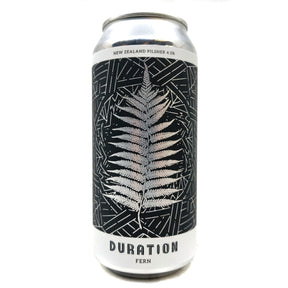 Duration Fern Pilsner 4.5% (440ml can)-Hop Burns & Black