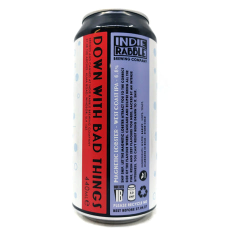 Indie Rabble Magnetic Lobster IPA 6.8% (440ml can)-Hop Burns & Black
