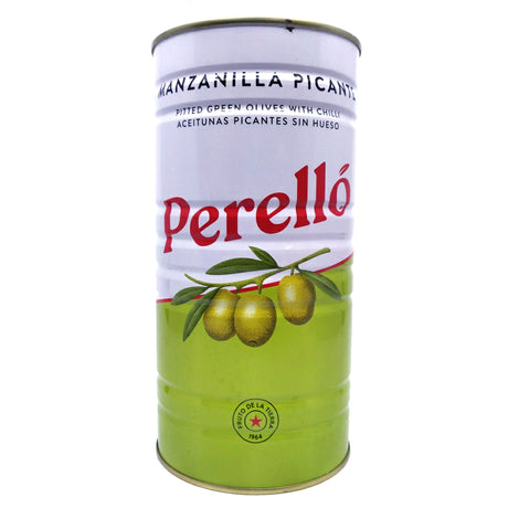 Perello Manzanilla Spicy Olives (600g big tin)-Hop Burns & Black