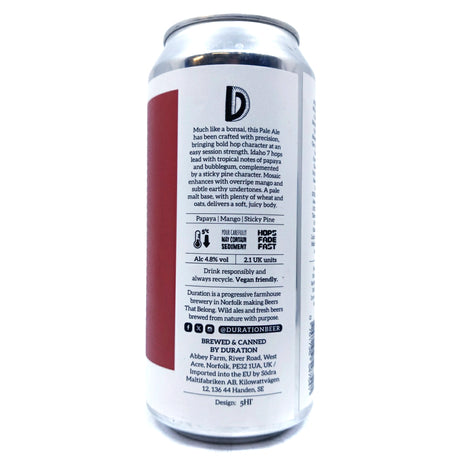 Duration Bonsai 2026 Pale Ale 4.8% (440ml can)-Hop Burns & Black