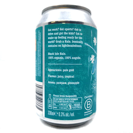 Black Isle Halo Low Alc Organic IPA 0.3% (330ml can)-Hop Burns & Black