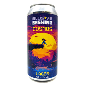 Elusive Brewing Cosmos Lager 4.2% (440ml can)-Hop Burns & Black