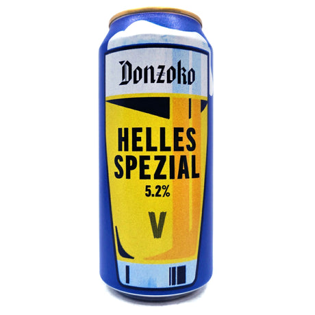 Donzoko Helles Spezial 5.2% (500ml can)-Hop Burns & Black