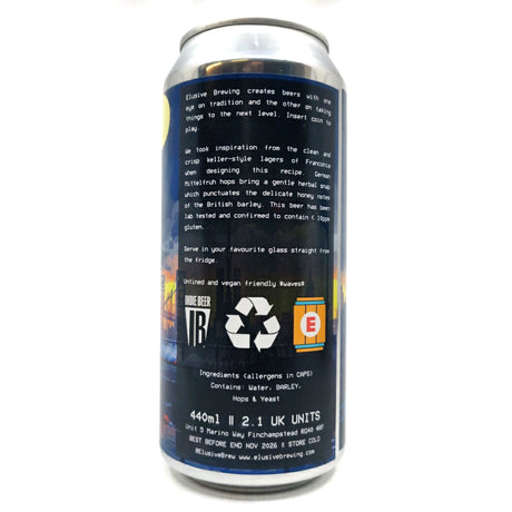 Elusive Brewing Hudson Gluten Free Lager 4.3% (440ml can)-Hop Burns & Black