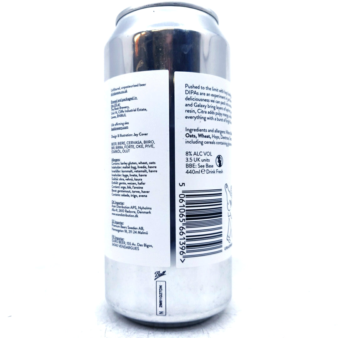 Beak Timber Double IPA 8% (440ml can)-Hop Burns & Black