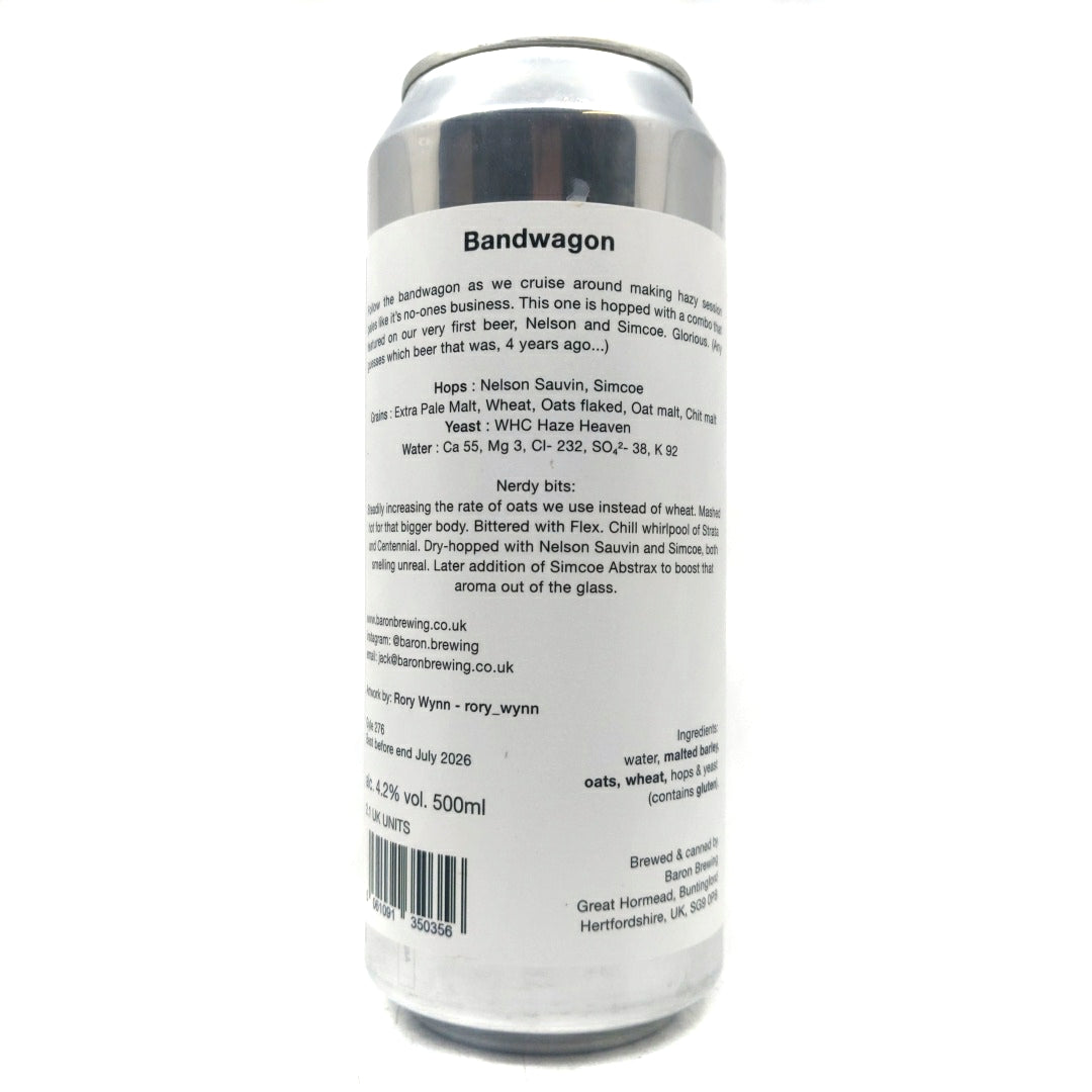 Baron Brewing Bandwagon Pale Ale 4.2% (500ml can)-Hop Burns & Black