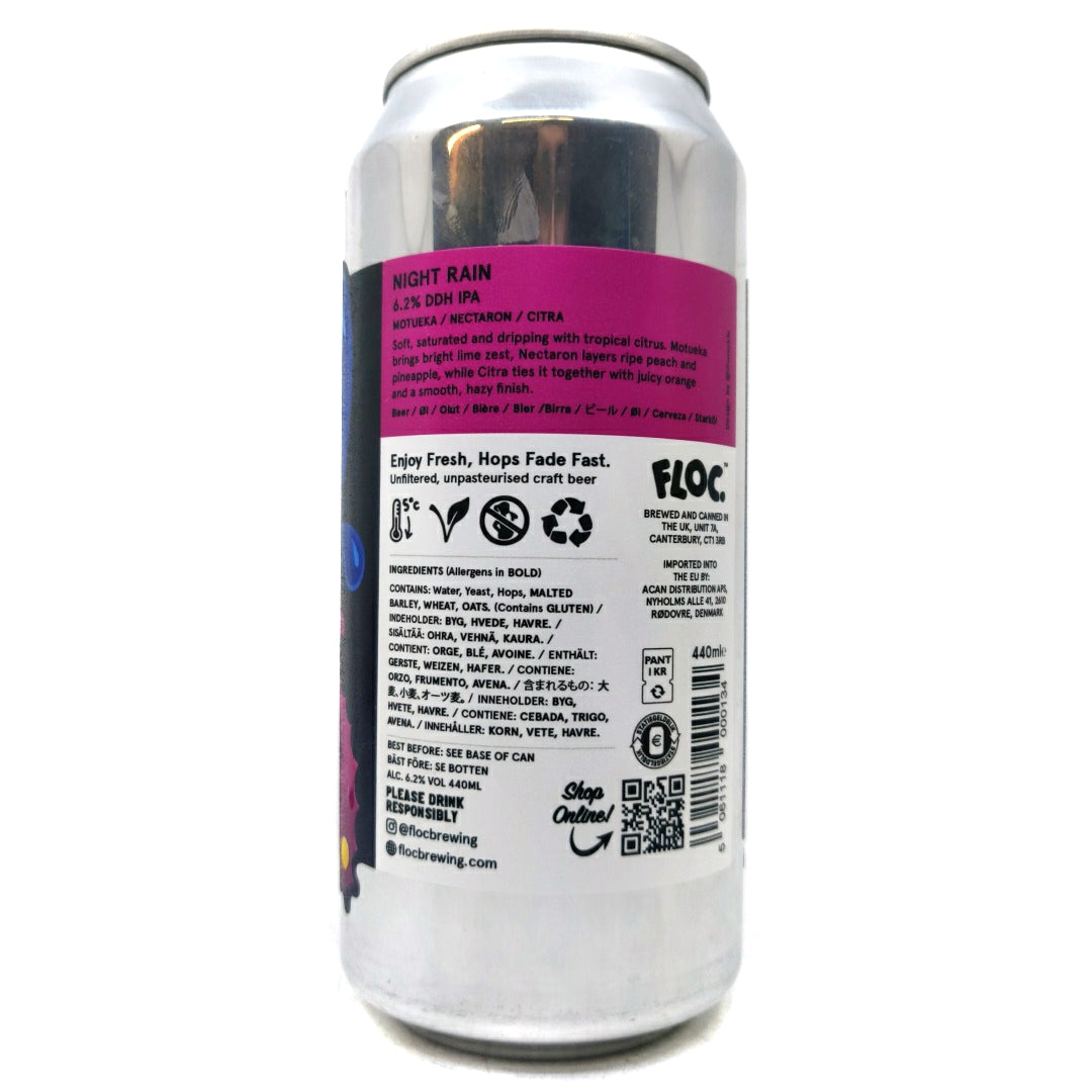 Floc Brewing Night Rain DDH IPA 6.2% (440ml can)-Hop Burns & Black