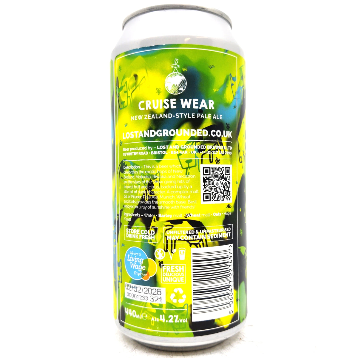 Lost & Grounded Cruise Wear Pale Ale 5.6% (440ml can)-Hop Burns & Black