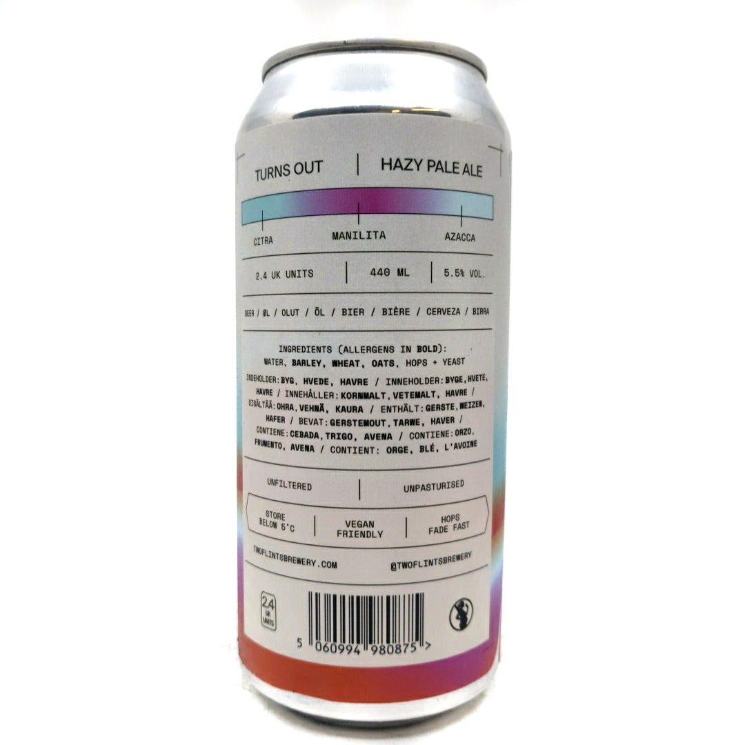 Two Flints Turns Out Hazy Pale Ale 5.5% (440ml can)-Hop Burns & Black