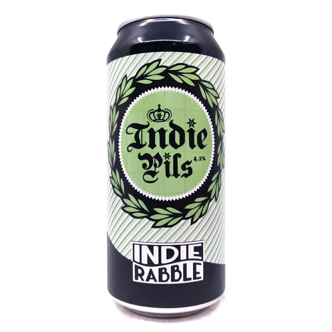 Indie Rabble Indie Pils 4.2% (440ml can)-Hop Burns & Black