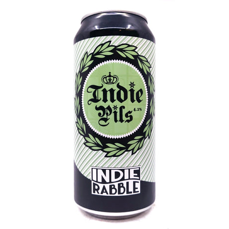 Indie Rabble Indie Pils 4.2% (440ml can)-Hop Burns & Black