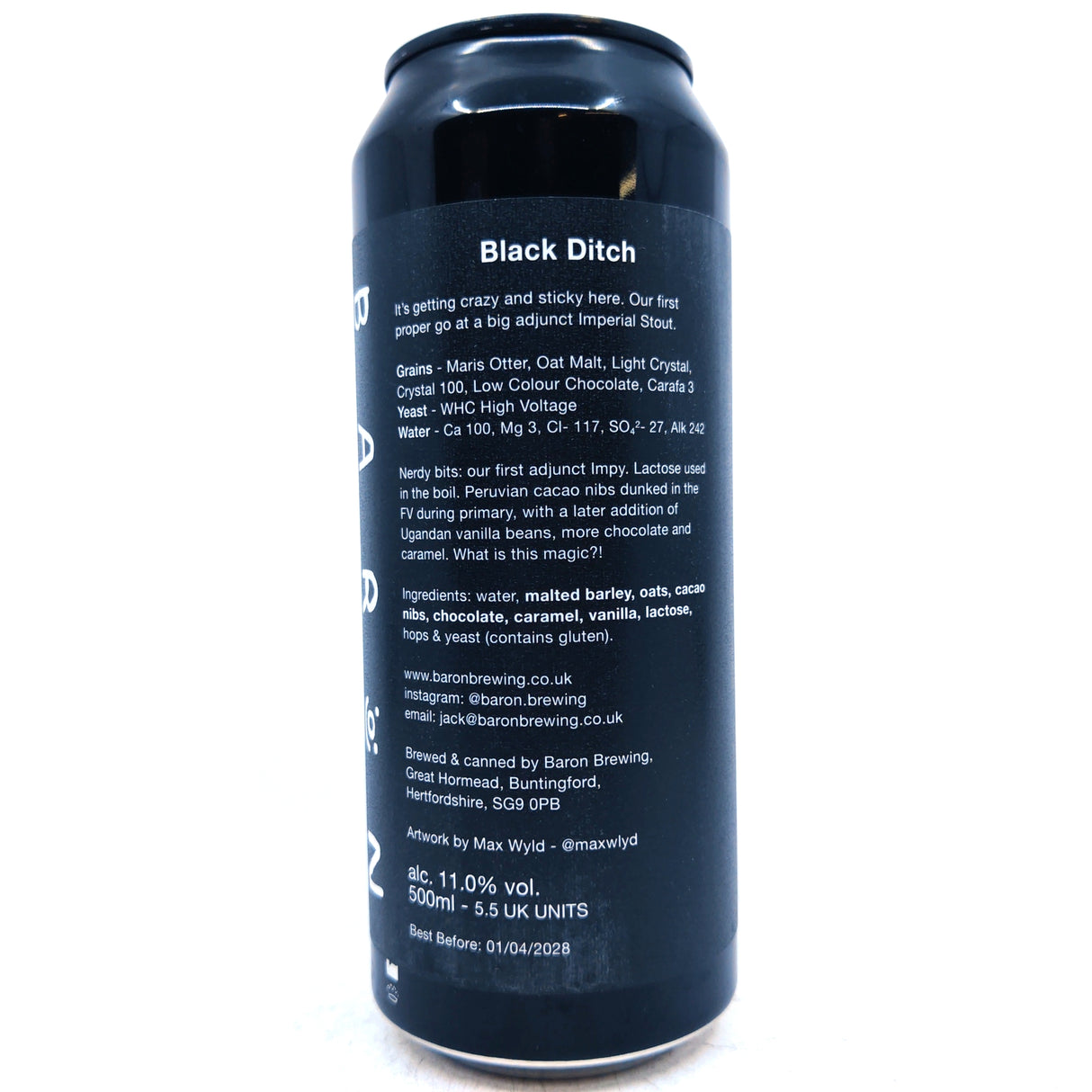 Baron Brewing Black Ditch Imperial Stout 11% (500ml can)-Hop Burns & Black