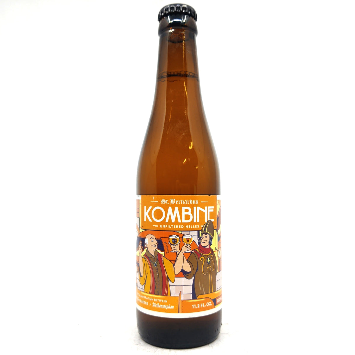 St Bernardus x Weihenstephaner Kombine Unfiltered Helles 6% (330ml)-Hop Burns & Black