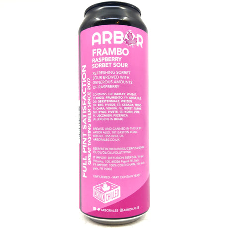 Arbor Frambo Raspberry Sorbet Sour 6% (568ml can)-Hop Burns & Black