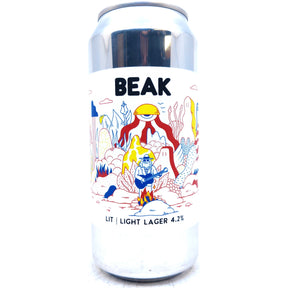 Beak Brewery Lit Light Lager 4.2% (440ml can)-Hop Burns & Black