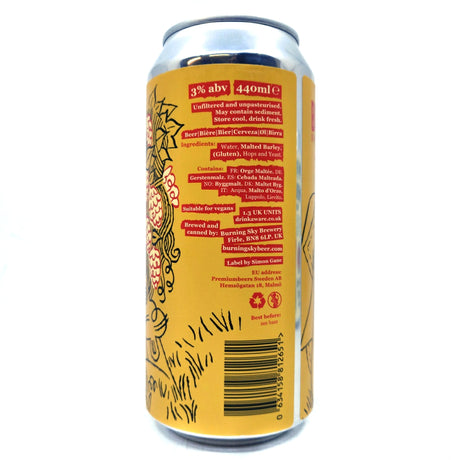 Burning Sky Petite Pils 3% (440ml can)-Hop Burns & Black