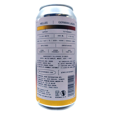 Two Flints Helles 4.5% (440ml can)-Hop Burns & Black