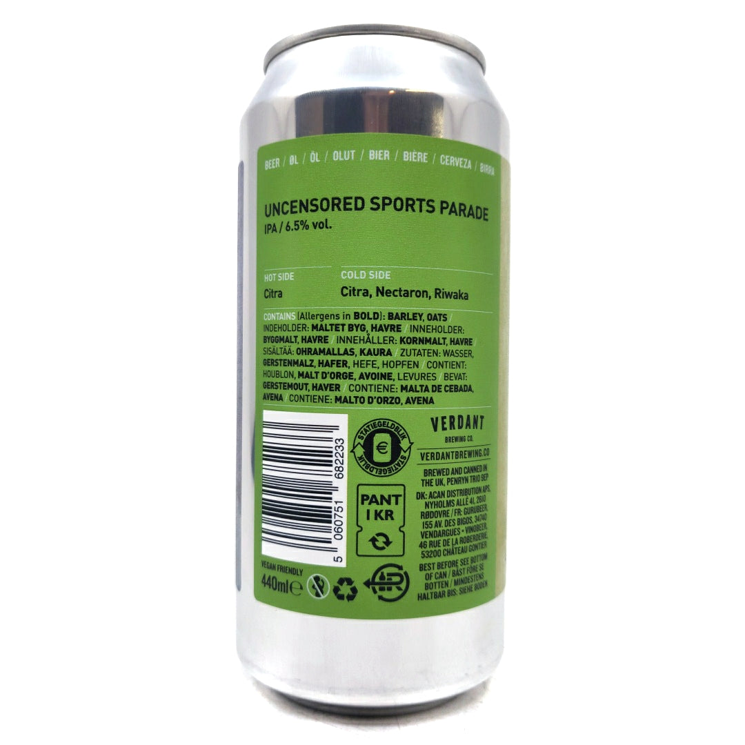 Verdant x Garage Beer Uncensored Sports Parade IPA 6.5% (440ml can)-Hop Burns & Black