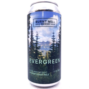 Burnt Mill Evergreen Alcohol Free West Coast Pale Ale 0.5% (440ml can)-Hop Burns & Black