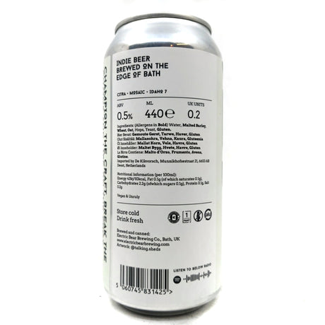 Electric Bear x Below Brew Co Unruly AF Alcohol Free Pale 0.5% (440ml can)-Hop Burns & Black