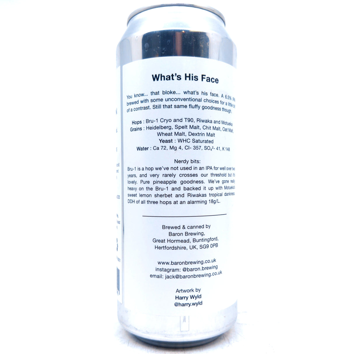 Baron Brewing What's His Face IPA 6.5% (500ml can)-Hop Burns & Black
