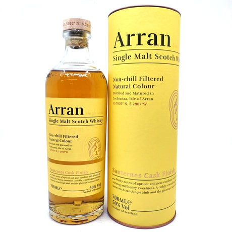 Arran Sauternes Cask Finish Single Malt Scotch Whisky 50% (700ml)-Hop Burns & Black