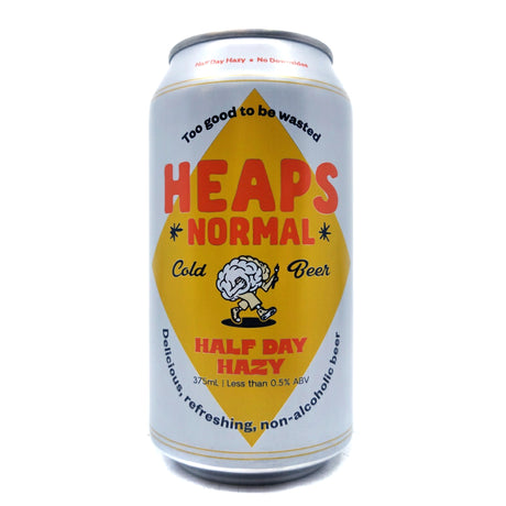 Heaps Normal Half Day Hazy Non-Alcoholic Beer 0.5% (375ml can)-Hop Burns & Black