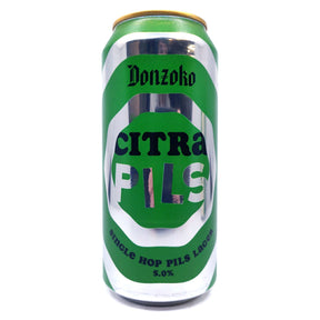 Donzoko Citra Pils Lager 5% (500ml can)-Hop Burns & Black