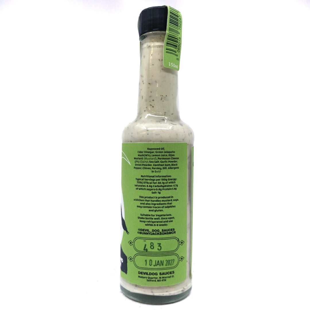 DevilDog Green Jalapeno & Parmesan Ranch Sauce (150ml)-Hop Burns & Black