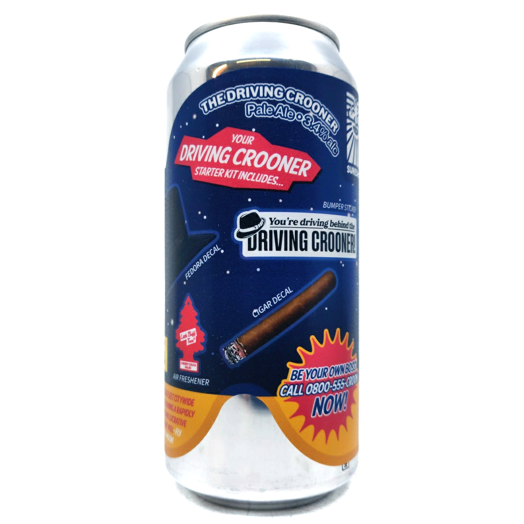 Sureshot x Tap Social The Driving Crooner Pale Ale 3.4% (440ml can)-Hop Burns & Black