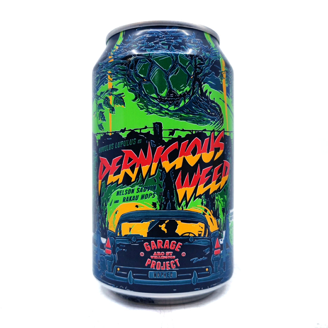 Garage Project Pernicious Weed Double IPA 8% (330ml can)-Hop Burns & Black