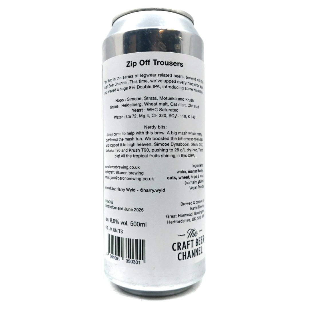 Baron Brewing x Craft Beer Channel Zip Off Trousers Double IPA 8% (500ml can)-Hop Burns & Black