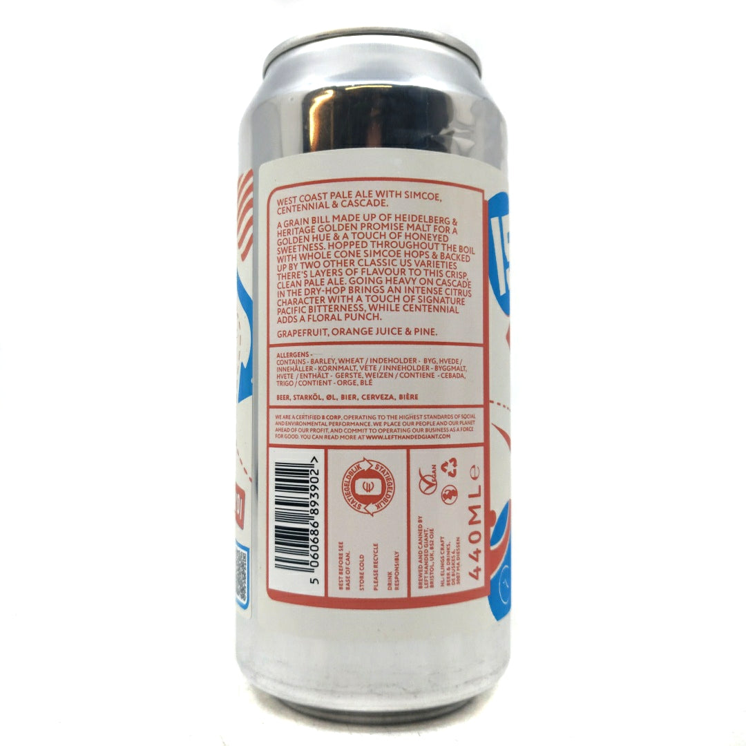 Left Handed Giant West Coast Pale Ale 4.4% (440ml can)-Hop Burns & Black