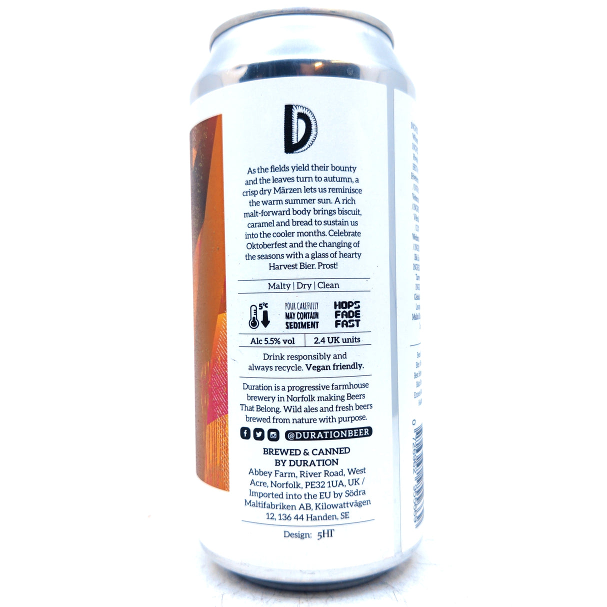 Duration Harvest Bier 5.5% (440ml can)-Hop Burns & Black