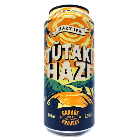 Garage Project Tutaki Haze Hazy IPA 7% (440ml can)-Hop Burns & Black