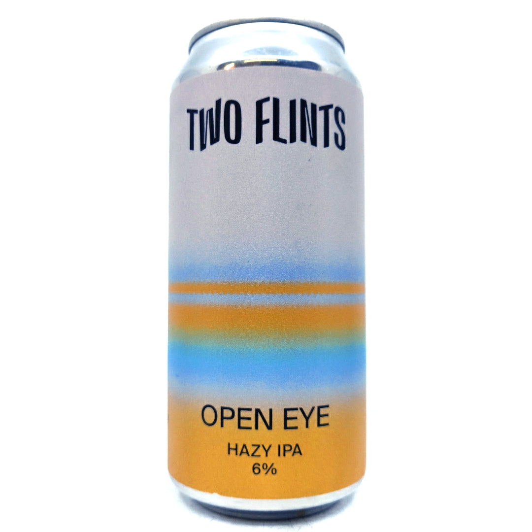 Two Flints Open Eye Hazy IPA 6% (440ml can)-Hop Burns & Black